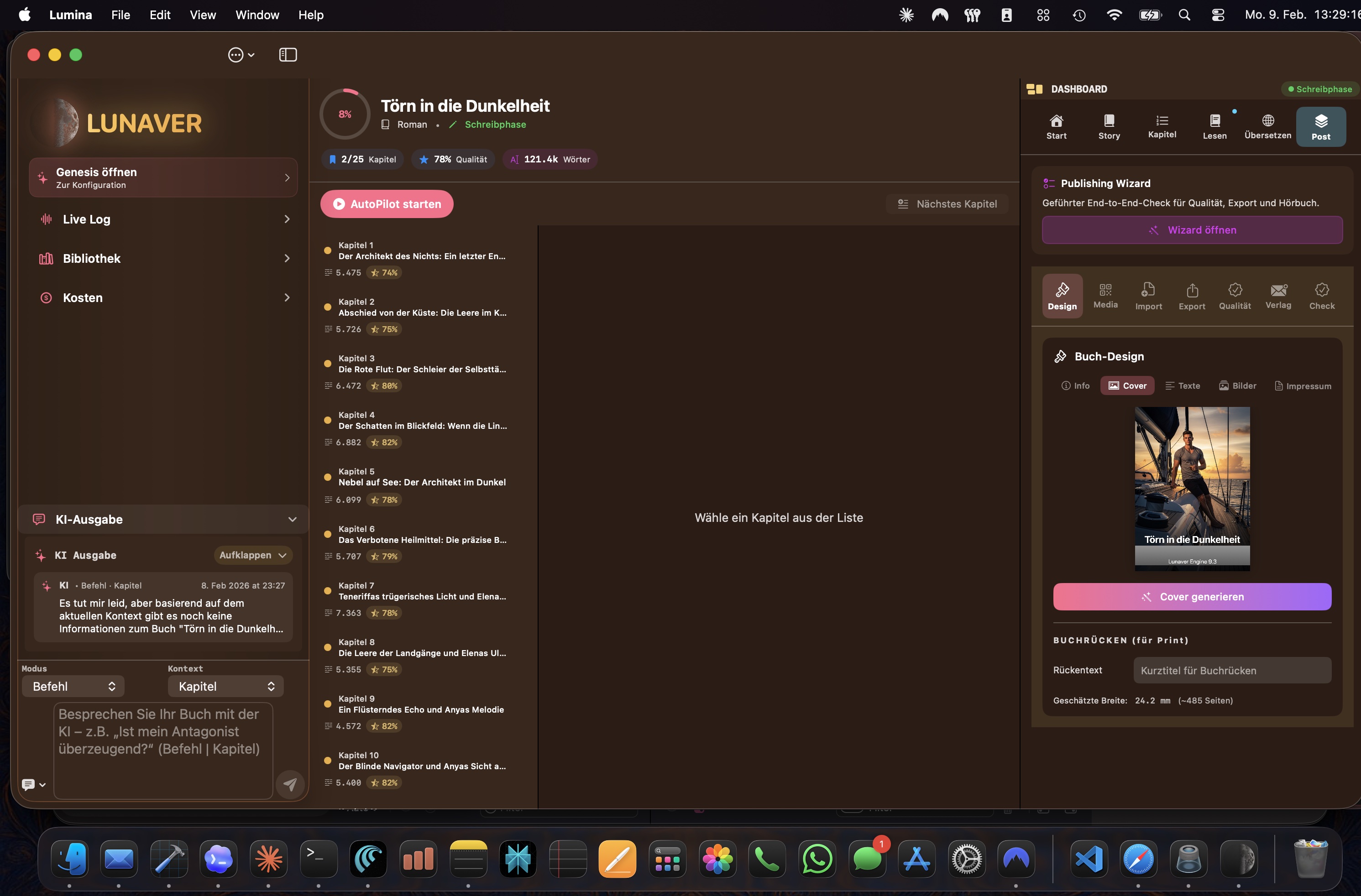 LUNAVER – Dark theme, chapter overview, publishing wizard, book design